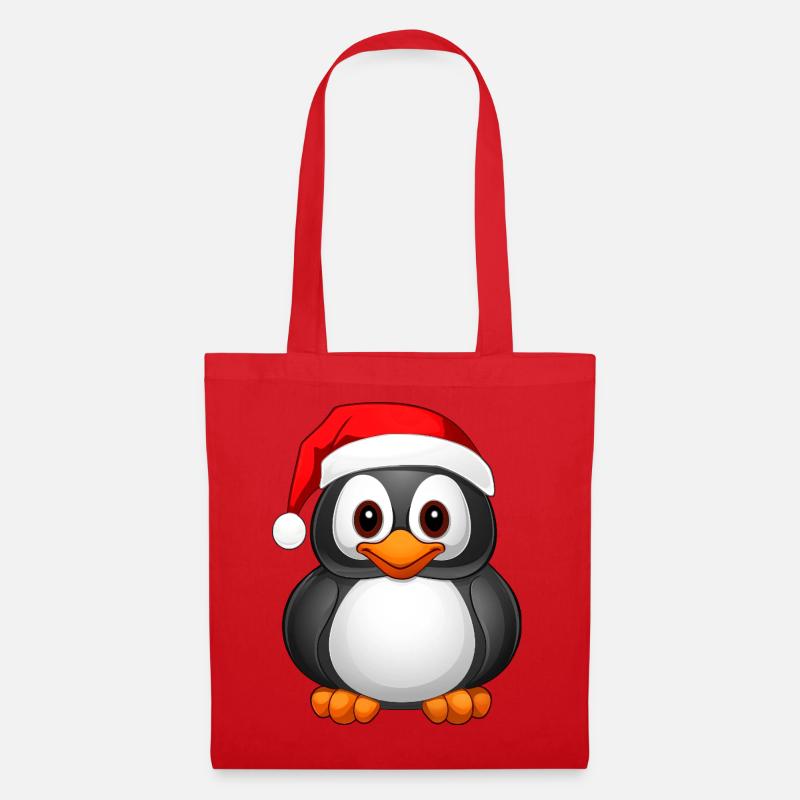 Pinguin Weihnachten - Stoffbeutel - Rot