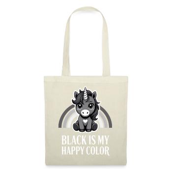 Schwarze Einhorn-Happy Color - Stoffbeutel - Rot - Vorne