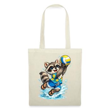 Raccoon on the beach with volleyball - Tote Bag - red - Front