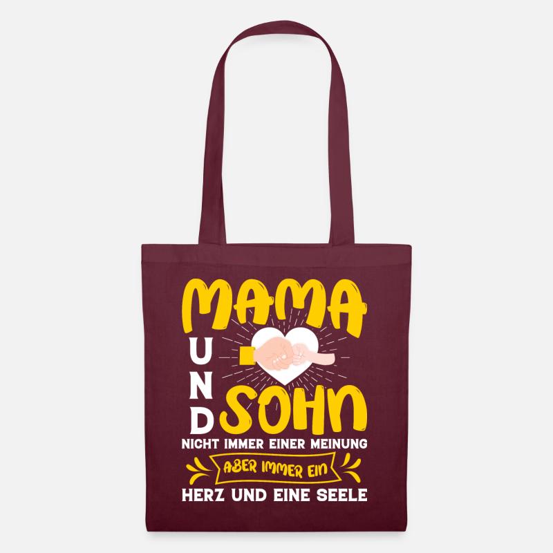MAMA UND SOHN, NICHT IMMER EINER MEINUNG, ABER ... - Stoffbeutel - Burgunderrot