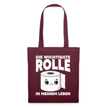 Klopapier Toilettenpapier Lustiger Spruch Humor - Stoffbeutel - Burgunderrot - Vorne
