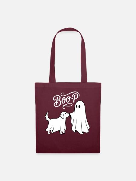 Boo-P Geisterhund Süßer Halloween-Hund Lustig - Stoffbeutel - Burgunderrot