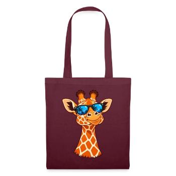 Coole Giraffe mit Sonnenbrille – Sommer Vibes - Stoffbeutel - Burgunderrot - Vorne