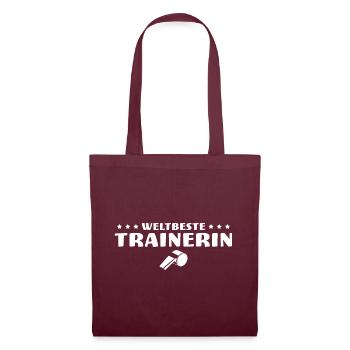 Fußballtrainerin Weltbeste Trainerin Geschenk - Stoffbeutel - Burgunderrot - Vorne