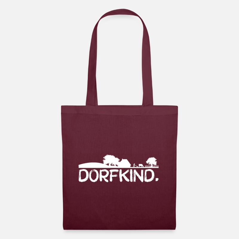Dorfkind, weiß - Stoffbeutel - Burgunderrot