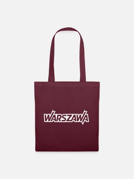 Warszawa - Warschau Blockschrift - Stoffbeutel - Burgunderrot