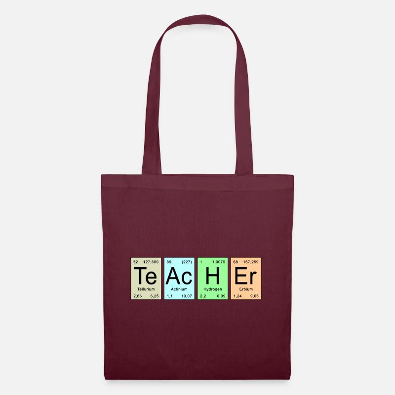 Periodensystem - TeAcHEr - Stoffbeutel - Burgunderrot