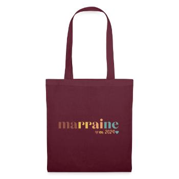 Marraine en 2024 cadeau pour marraine 2024 - Sac en tissu - bordeaux - Devant