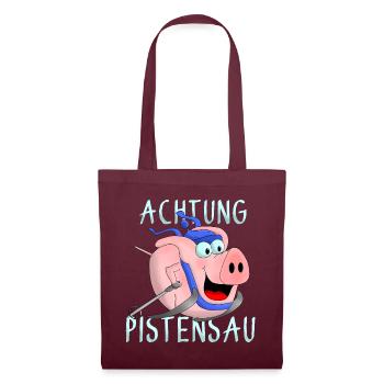 Achtung Pistensau - Stoffbeutel - Burgunderrot - Vorne
