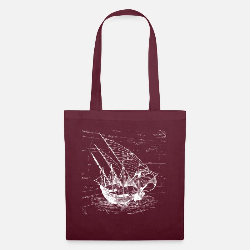 Sailing ship drawing - Tote Bag - burgundy