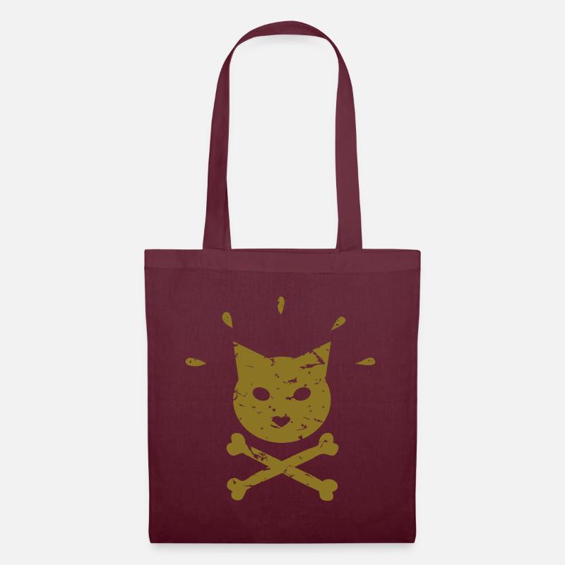 Jolly Roger Katze im Stencil Style - Stoffbeutel - Burgunderrot