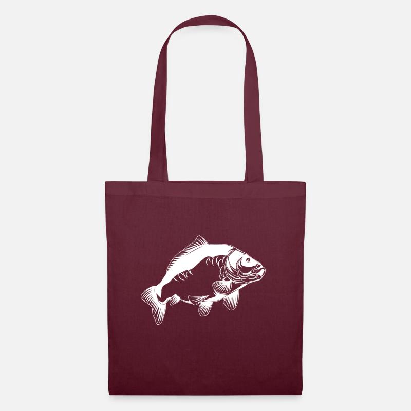 Carp Karpfen Karpfenfischer Geschenk Karpfenangler - Stoffbeutel - Burgunderrot