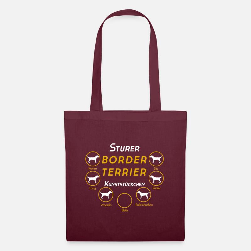 BORDER TERRIER Geschenkidee Shirt - Stoffbeutel - Burgunderrot