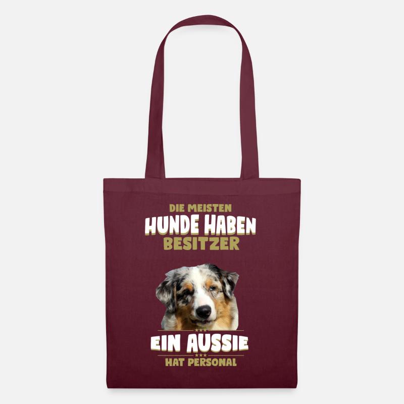 Australian Shepherd - Aussie Hund - Stoffbeutel - Burgunderrot