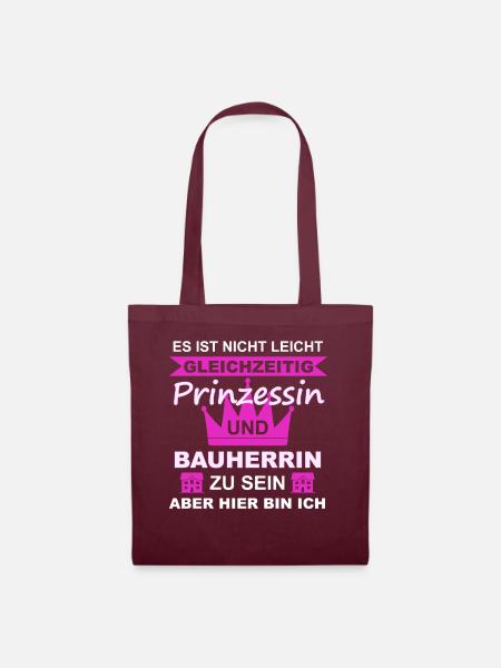 Bauherrin Bauherren Eigenheim Mama Prinzessin - Stoffbeutel - Burgunderrot