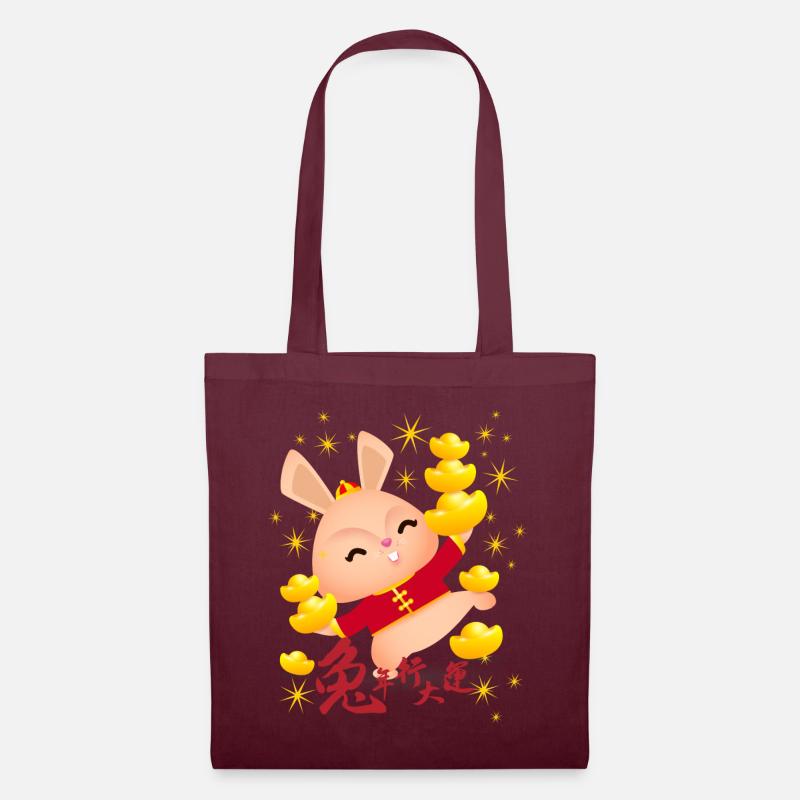 PROSPERITY RABBIT - Tote Bag - burgundy