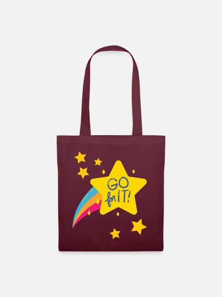 GO for it / Motivation zu mehr Mut / Geschenkidee - Stoffbeutel - Burgunderrot