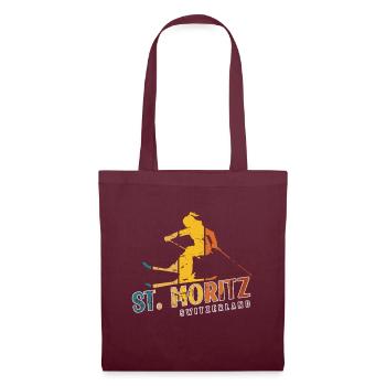Station de ski de Saint-Moritz Alpes suisses Ski Souvenir - Sac en tissu - bordeaux - Devant