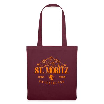 Station de ski de Saint-Moritz Alpes suisses Ski Souvenir - Sac en tissu - bordeaux - Devant