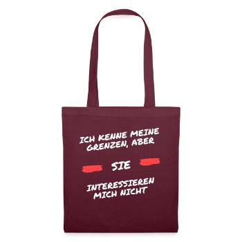 Ich kenne meine Grenzen, aber sie interessieren... - Stoffbeutel - Burgunderrot - Vorne