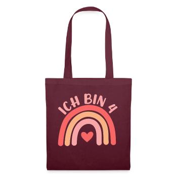 Ich bin 4 niedliche Regenbogen Design Junge Mädche - Tote Bag - burgundy - Front