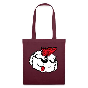 Dog Butterfly Nose Cute Funny Happy Comic - Tote Bag - burgundy - Front