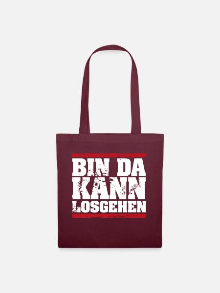 Bin da kann losgehen - Stoffbeutel - Burgunderrot