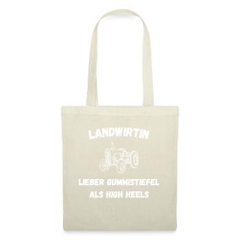 Landwirtin Traktor Bäuerin Gummistiefel Acker - Stoffbeutel - Natur - Vorne