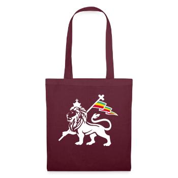 Reggae Rasta Lion white - Stoffbeutel - Burgunderrot - Vorne