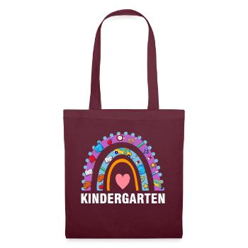 Kindergarten Regenbogen Kindergartenanfänger Gesch - Stoffbeutel - Burgunderrot - Vorne