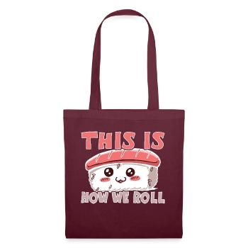 Kawaii Japanese Food Salmon Salmon Sushi Roll - Tote Bag - burgundy - Front