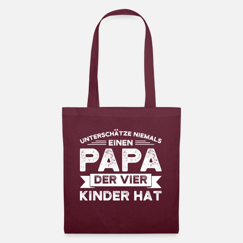 Papa 4 Kinder Papa von 4 Kindern Geschenk - Stoffbeutel - Burgunderrot