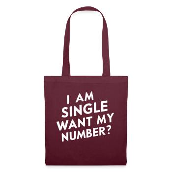 Ich bin Single Willst du meine Nummer - Stoffbeutel - Burgunderrot - Vorne