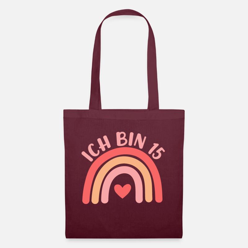 Ich bin 15 niedliche Regenbogen Design Junge Mädch - Tote Bag - burgundy