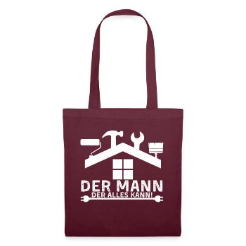 Der Mann, der alles kann - Handwerkerhumor HW - Stoffbeutel - Burgunderrot - Vorne