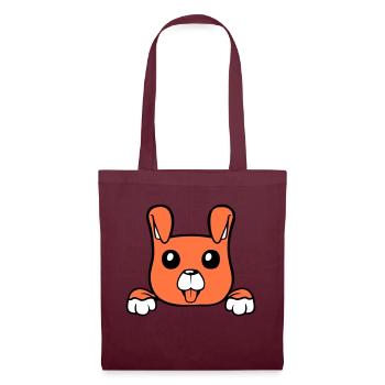 chien derrière le mur clôture signe regarder heureux mignon - Sac en tissu - bordeaux - Devant