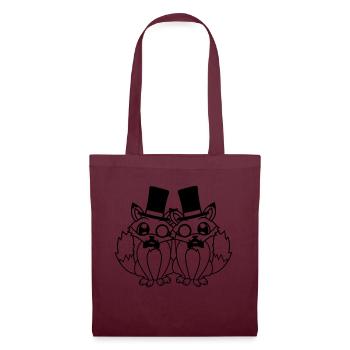 2 Foxes Friends Top Hat Men's Monocle Glasses - Tote Bag - burgundy - Front
