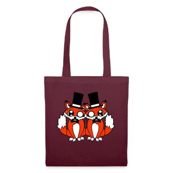 2 Foxes Friends Top Hat Men's Monocle Glasses - Tote Bag - burgundy - Front