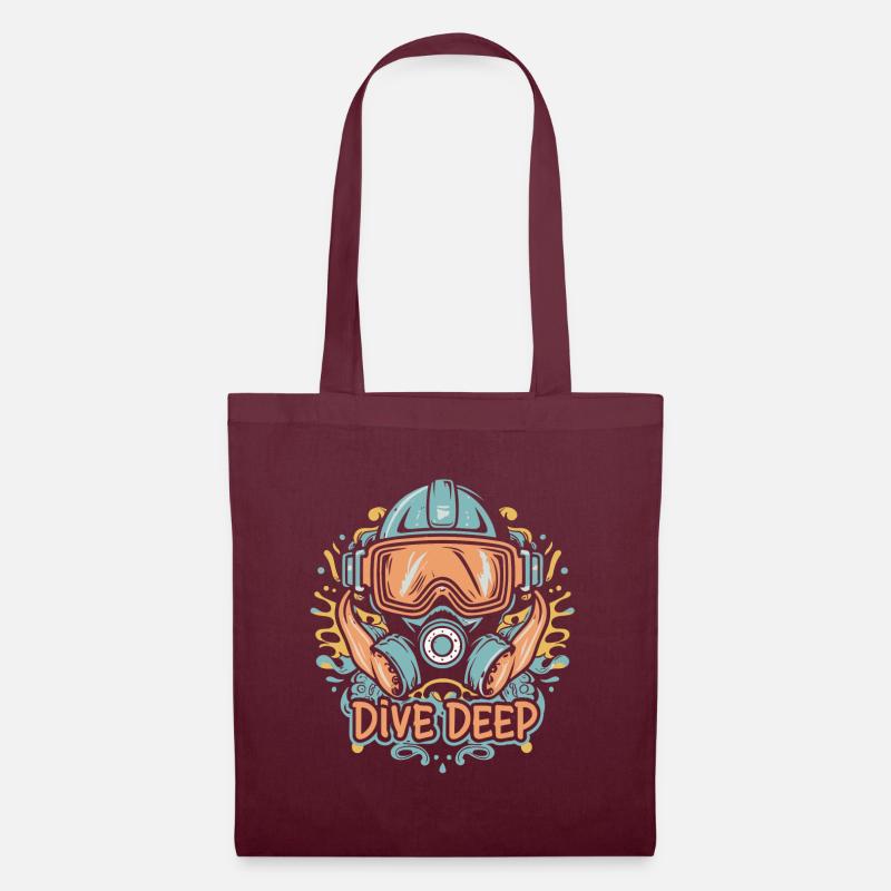 Dive Deep - Scuba Diving - Tote Bag - burgundy