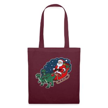 Santa Claus riding a sleigh pulled by dinosaurs - Tote Bag - burgundy - Front