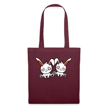 2 bunnies tired confused relaxed red dark circles - Tote Bag - burgundy - Front