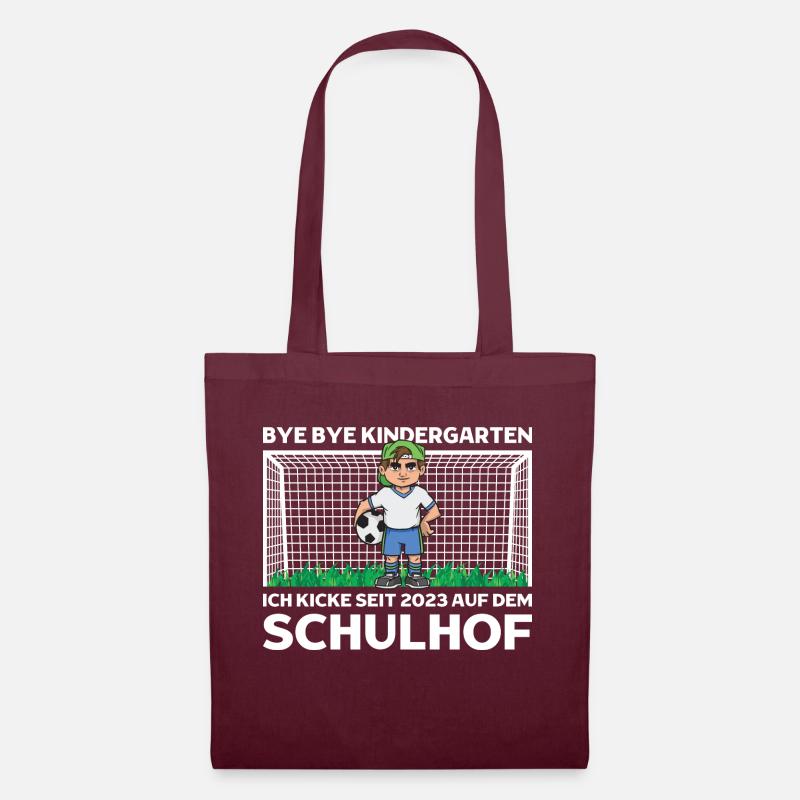 Schulkind 2023 Fußball By Kindergarten Einschulung - Stoffbeutel - Burgunderrot