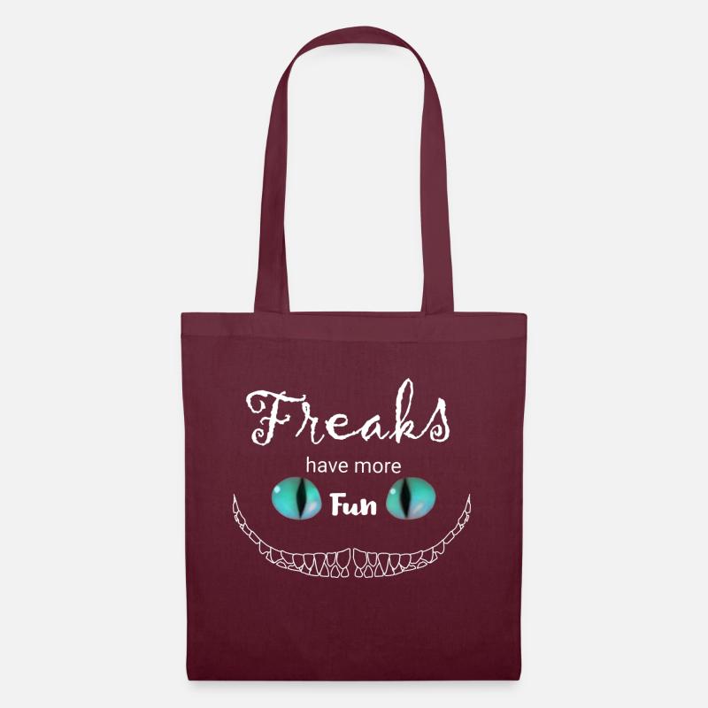white Freaks have more Fun Cheshire Cat - Stoffbeutel - Burgunderrot