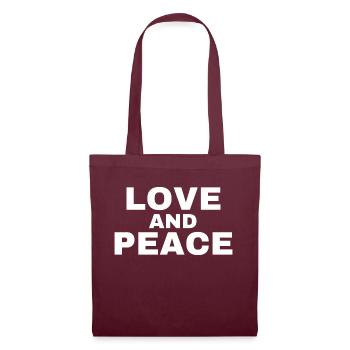 Love and Peace - Stoffbeutel - Burgunderrot - Vorne