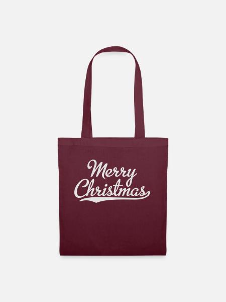Merry Christmas - Stoffbeutel - Burgunderrot