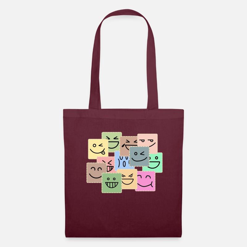 Smilie post-it - Stoffbeutel - Burgunderrot