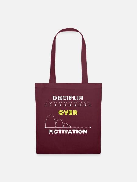 Disciplin over Motivation - Stoffbeutel - Burgunderrot