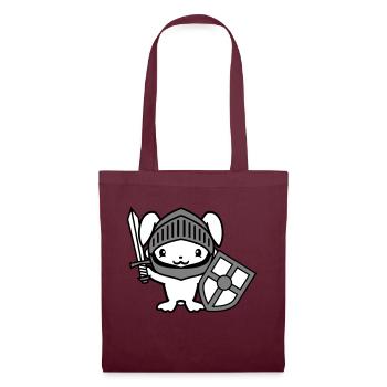 Lapin Chevalier Épée Bouclier Armure Casque Château Héros - Sac en tissu - bordeaux - Devant