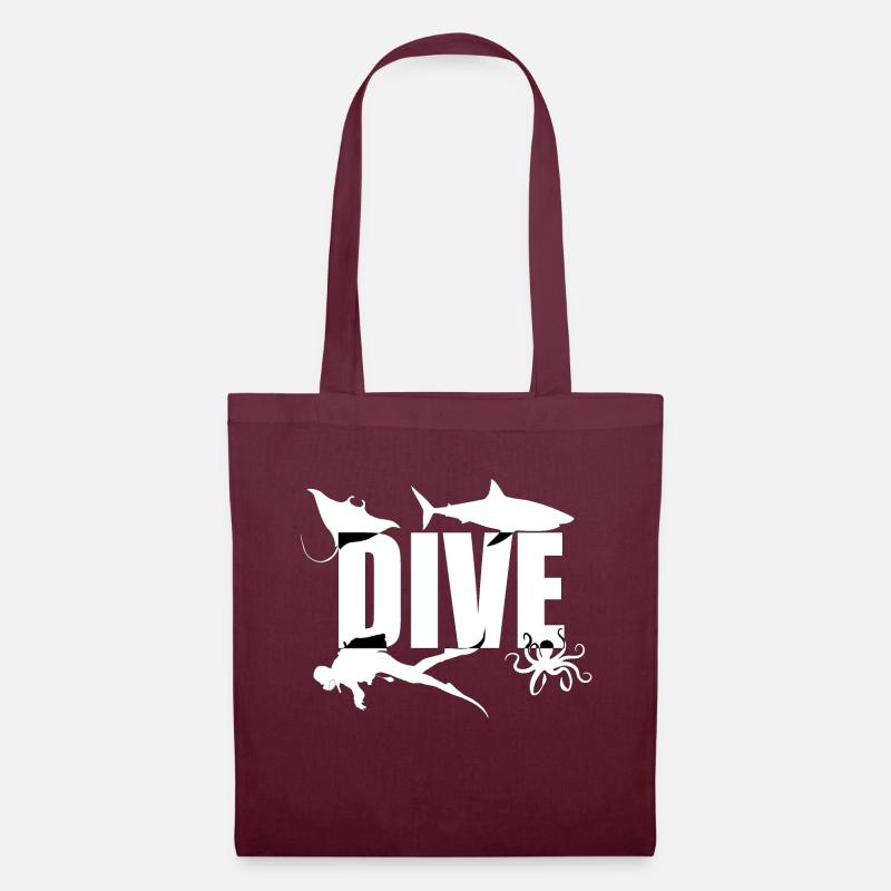 Dive, Diver Shark Manta octopus - Stoffbeutel - Burgunderrot