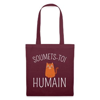 Chat humour soumets-toi humain humour chat cadeau - Sac en tissu - bordeaux - Devant